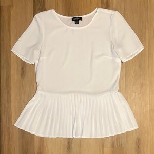 White Short Sleeve Peplum Top
